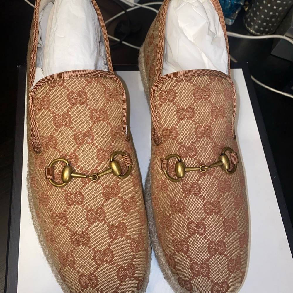 Gucci Tan and Brown Loafers